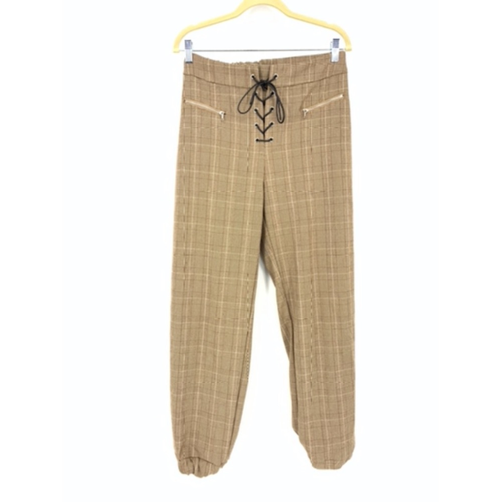 Tiger Mist Plaid Jogger Pants Lace Up